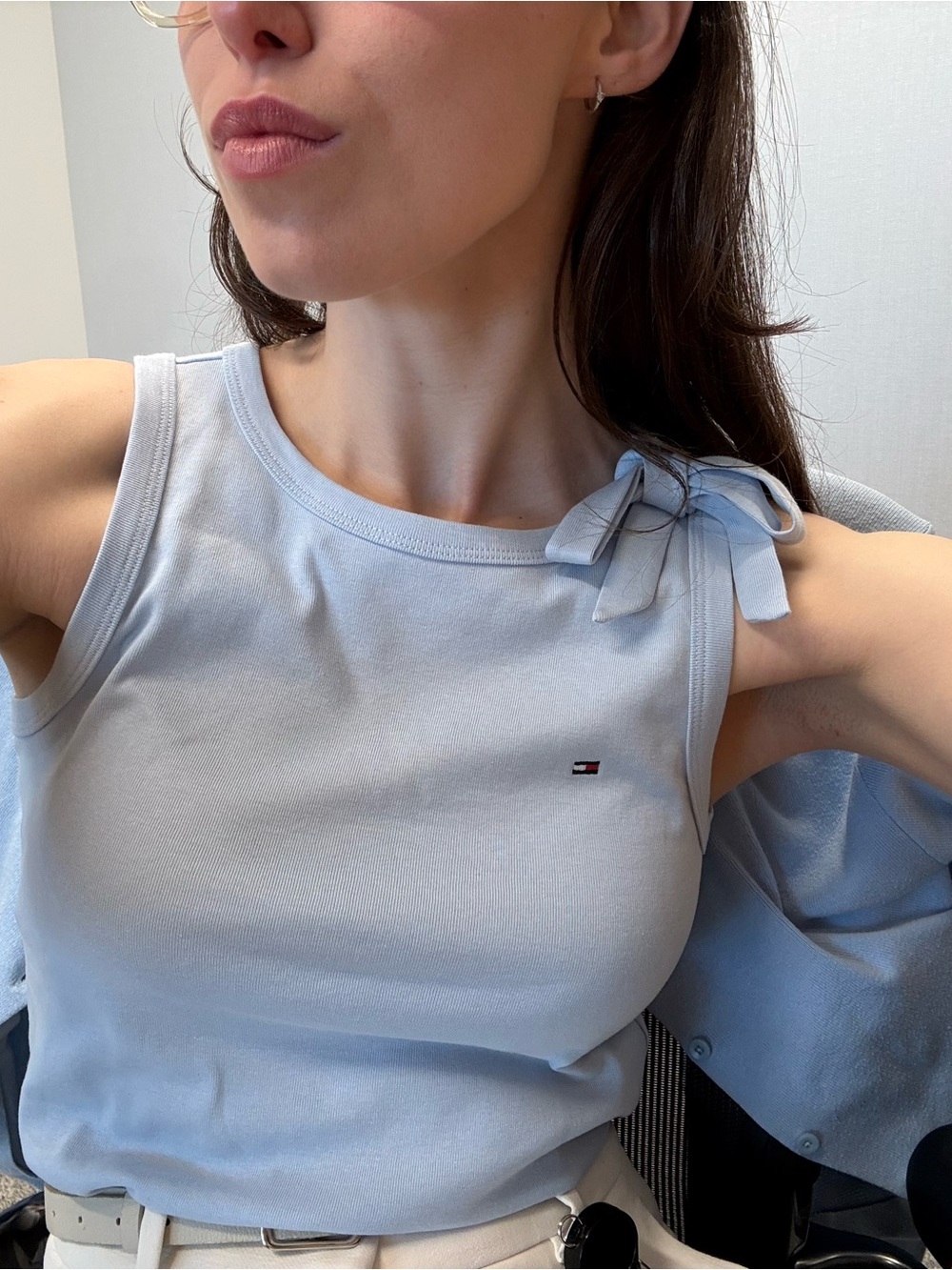 Tommy Hilfiger Light Blue Tie-Shoulder Tank